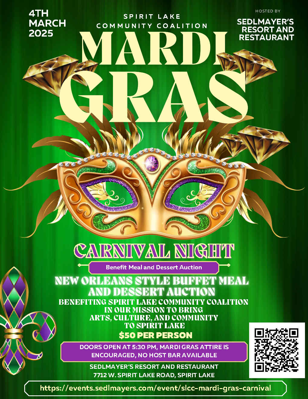 Green Luxury And Fancy Mardi Gras Carnival Party Flyer